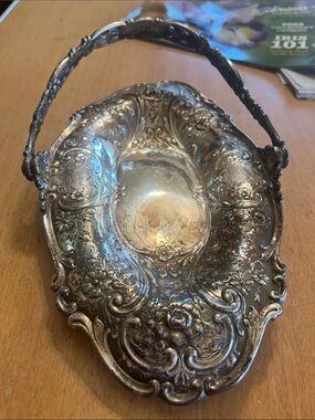 Ornate Silver-Tone Floral Basket - Home Accents vs